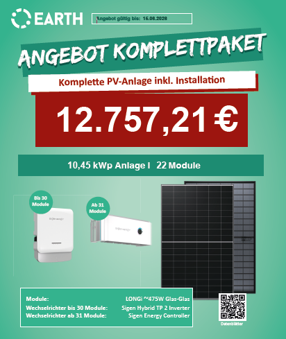 10,45 kWp Anlage, 22 Module, ohne Speicher Sigenergy PV Anlage