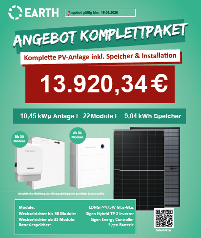 10,45 kWp Anlage, 22 Module, 9,04 kWh Speicher PV Anlage Sigenergy